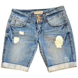 Vintage Wallflower Bermuda Denim Distressed Shorts